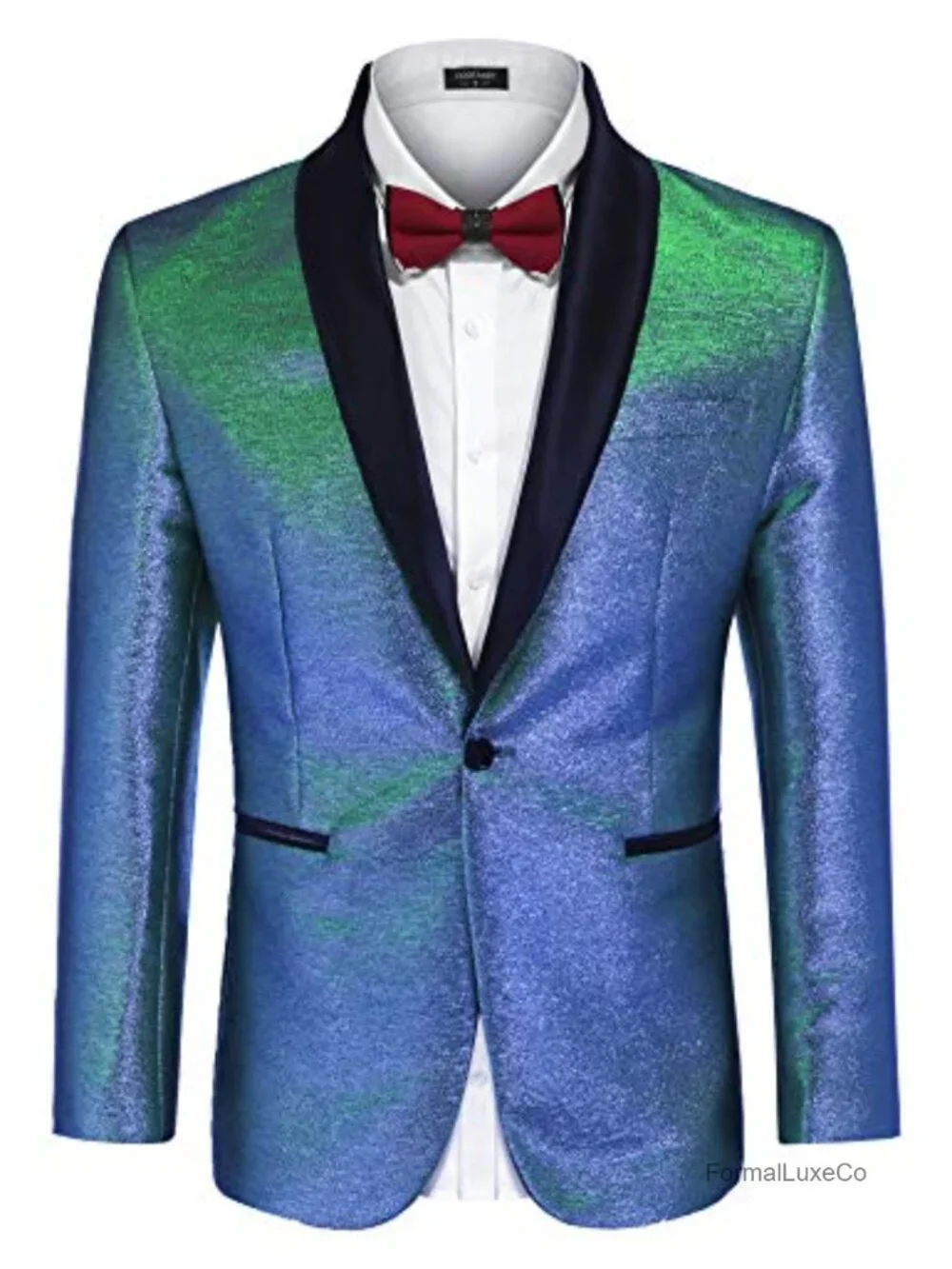 Men's Tuxedo Jacket Slim Fit Shawl Lapel Sequined Blazer
